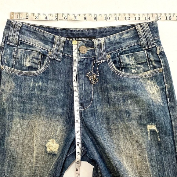 Carbon Black Men Distressed Relaxed Straight Leg Jeans 29x32 Denim - Picture 14 of 16